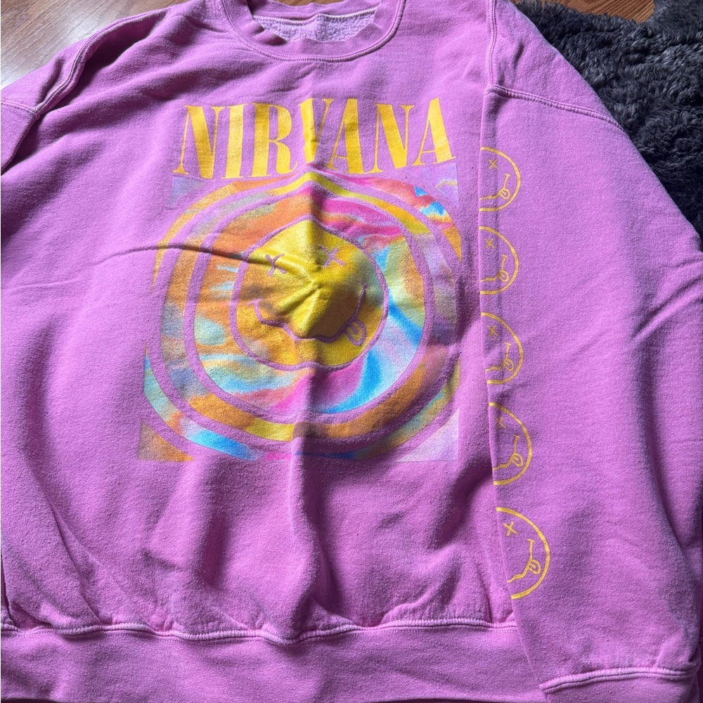 NIRVANA Pink Fleece Lined Sweatshirt